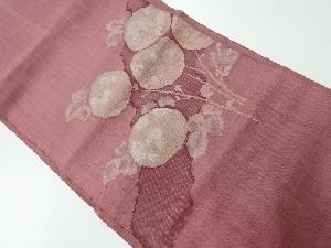 アンティーク　手織り紬万寿菊模様織出し名古屋帯